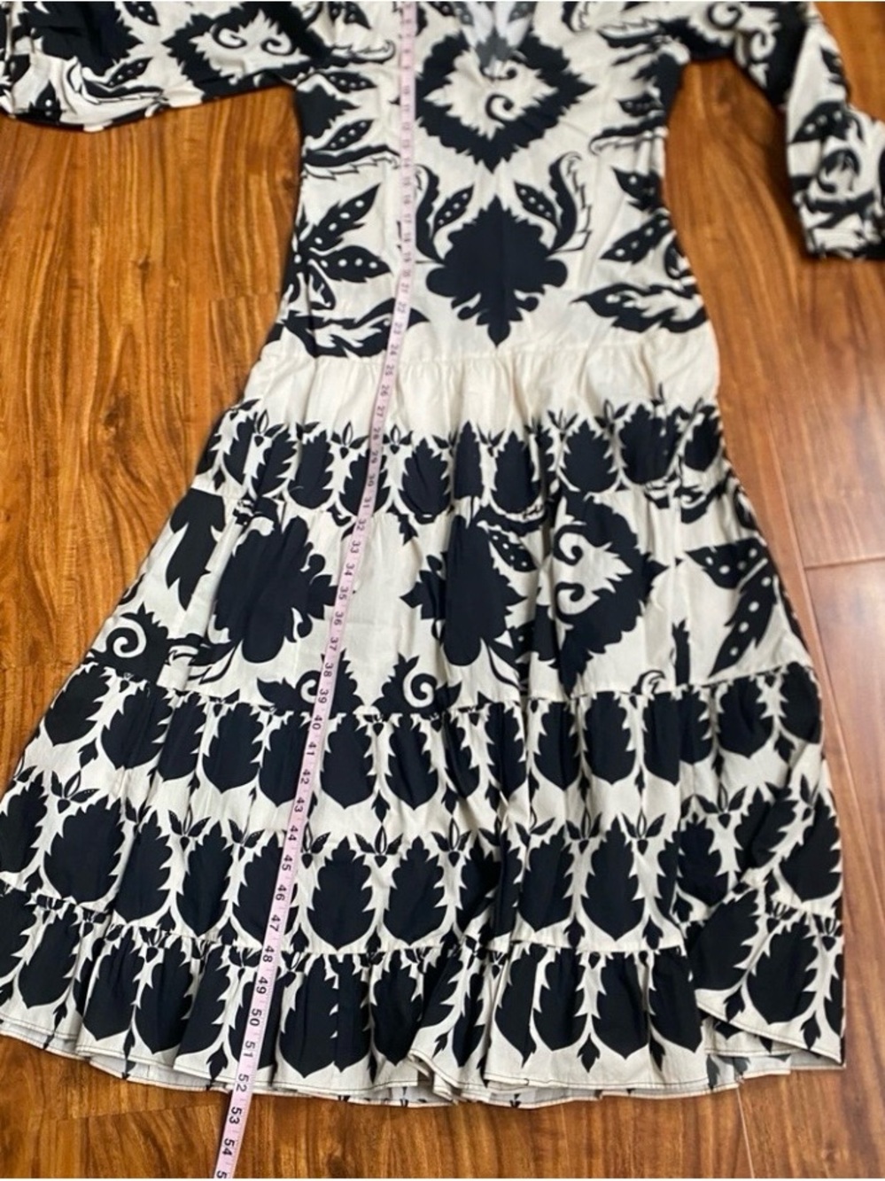 Zara Womens Black Cream Floral Cotton Tiered Maxi Dress Size Small Boho Coastal - Picture 16 of 16